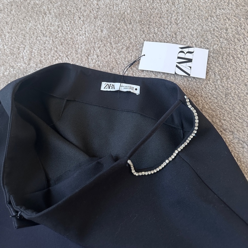 Zara black side cut off reinstones mini skirt - Picture 5 of 5